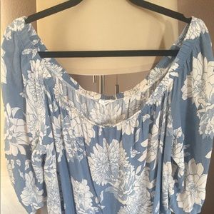 Floral blouse on or off shoulders